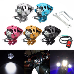 U5 Motorcycle LED Hi/Lo Light Driving Fog Spot Lightt+Switch+Spanner