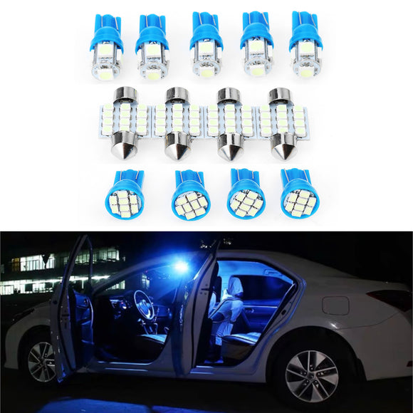 13PCS 12V LED Car Interior Lighting Lamp LED Lights Dome License Plate Lamp White Blue Parking Lights