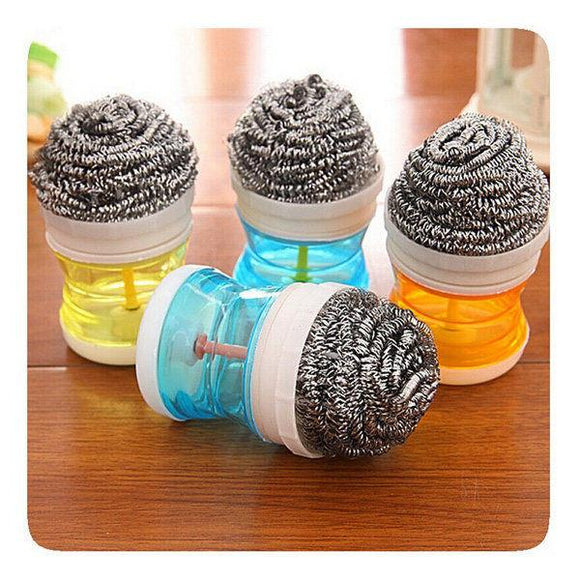 1Pc Press Steel Wool Cleaning Brush Cleaning Brush Kitchen Tool