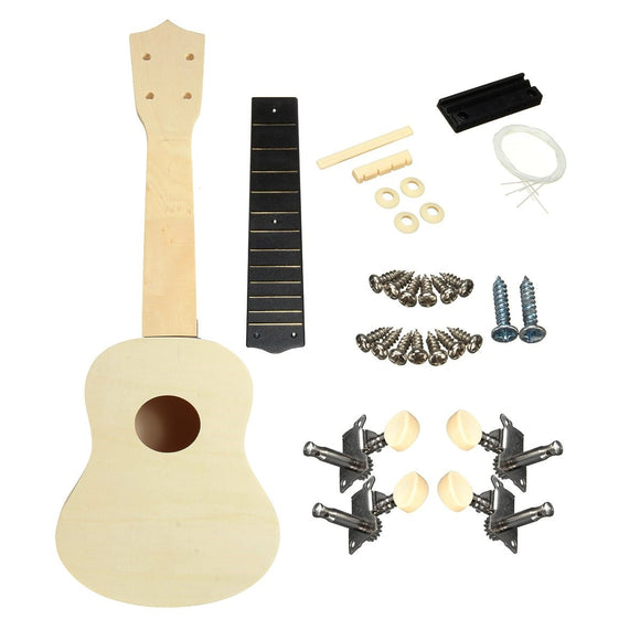 21 Inch Unassembled Wooden Ukulele for Ukulele DIY with Accessoriess Gig Bag