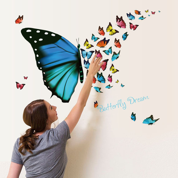 Honana DX-367 Colorful Butterfly Wall Sticker Removable Fridge Home Decor Bedroom Art Applique