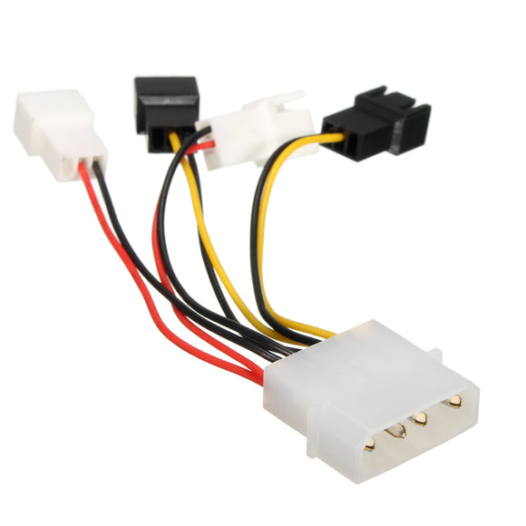 Excellway 4 x 2Pin Fans to D type 4Pin Molex Power Y-Splitter Cable 12v/5v For PC fans