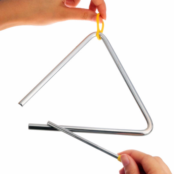 Metal Musical Triangle & Beater Percussion Instrument Silver Music Toy 6 15cm