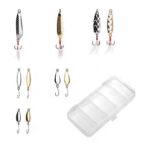 LEO 10 Pcs Zinc Alloy Fishing Lure Sequins Fishing Hook Outdoor Portable Fishing Tool