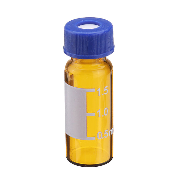 100Pcs/Set 2ml Graduated Brown Sample Vials Autosampler Vials Bottles Threaded Vial w/ Write-on Spot Screw Caps Septa