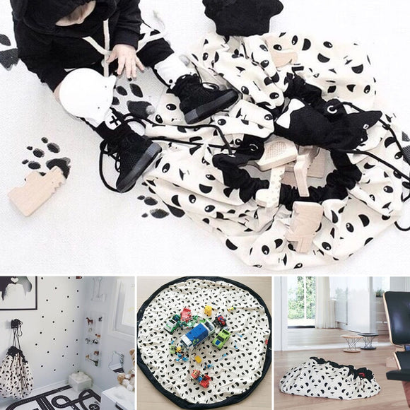 140cm Canvas Portable Baby Kids Toy Large Storage Bags Play Mat Toys Organizer Rug Box