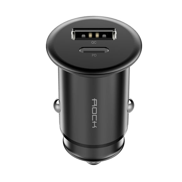 ROCK 30W Dual Ports QC4.0 PD3.0 Type C Fast Car Charger For iPhone XS Xiaomi Mi 8 Huawei OPPO VOOC