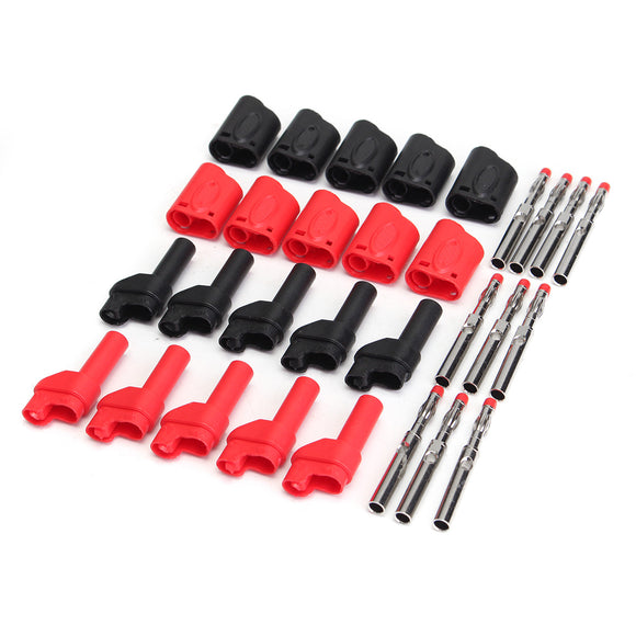 10Pcs Red/Black Safety Fully Insulated 4mm Male Stackable Banana Plug Connector