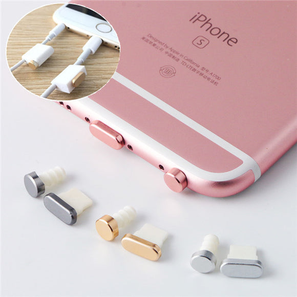 Port Plugs Charging Port+Earphone Jack Dust Plug Set For iPhone 6/6s iPhone 6s Plus iPhone 7/7 Plus