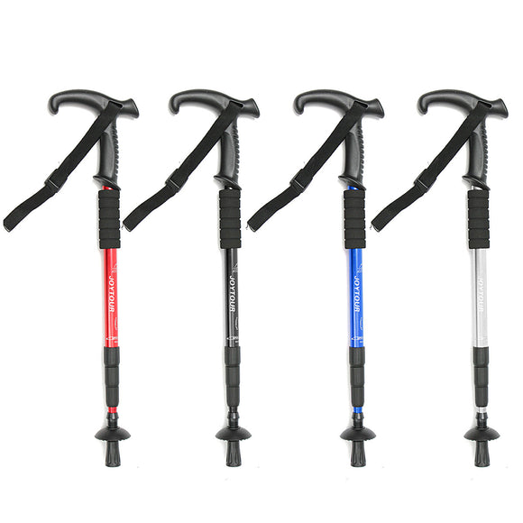 4-Section Hiking Walking Stick Trekking Pole Adjustable Cane Alpenstock