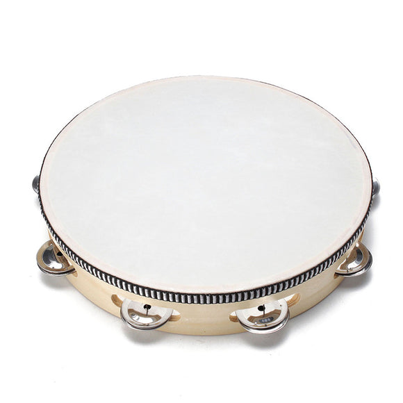 Wood Hand Held Tambourine Round Percussion for Children