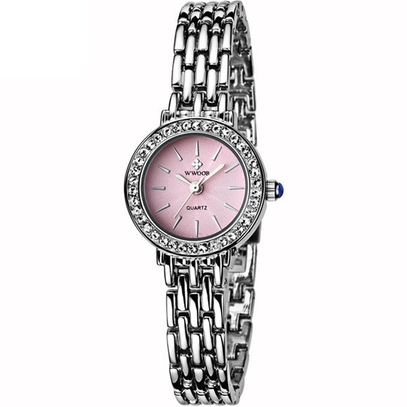 WWOOR 8810 Fashion Women Watch Elegant Rhinestones Dress Watch Casual Ladies Wrist Watch