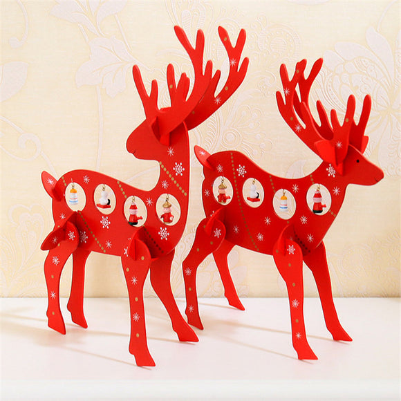 Christmas 2017 Deer Elk Wood Table Desktop Decoration Gift Mini Ornament Christmas Gifts