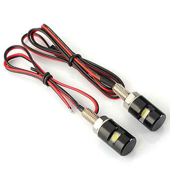 2 x White LED Motorcycle Car License Plate Bolt Lights