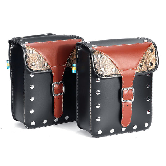 30*25*11cm Pair 2X Motorcycle Universal PU leather Side Box Hanging Side Bag Saddlebags