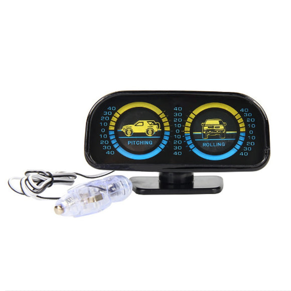 12V Car Two-barreled Backlight Inclinometer Compass Balance Level Slope Meter