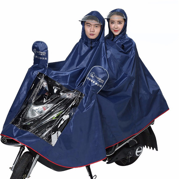 Double Motorcycle Scooter Men Women Rain Coat With Clear Visor Electric Bike 3XL