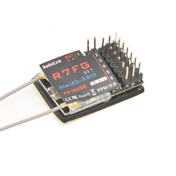 Radiolink R7FG 2.4GH 7CH Dual Antenna Receiver 2-Way Transmission Integrated Gyro for RC6GS RC4GS T8FB Transmitter