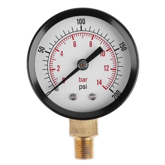 TS-Z52 Pressure Gauge 1/8inch NPT Side Mount 0-200psi 0-14bar Pressure Gauge Dial Air Compressor Meter Hydraulic Pressure Tester Gauge