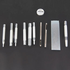 11Pcs Metal Punch Hole Snap Rivet Setter Base Kit DIY Leather Tool