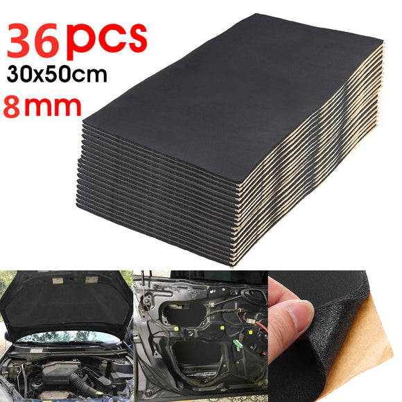 36X 0.8cm Car Sound Hot Deadener Mat Noise Proof Bonnet Insulation Deadening Engine Firewall Heat Foam Cotton Sticker 30x50cm