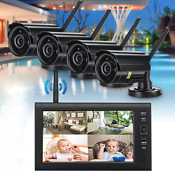 4Pcs Digital Wireless CCTV Camera Waterproof 7inch LCD Monitor DVR Record Home Security System