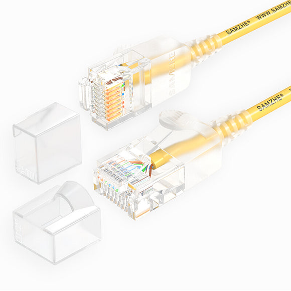 SAMZHE 0.5~5M 10Gbps Ultrafine CAT6A Yellow Ethernet Patch Cable Slim LAN Networking Cable