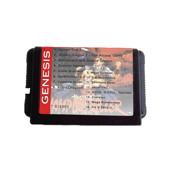 16 Bit 16 in 1 Black Game Cartrige for MD Sega Mega Drive