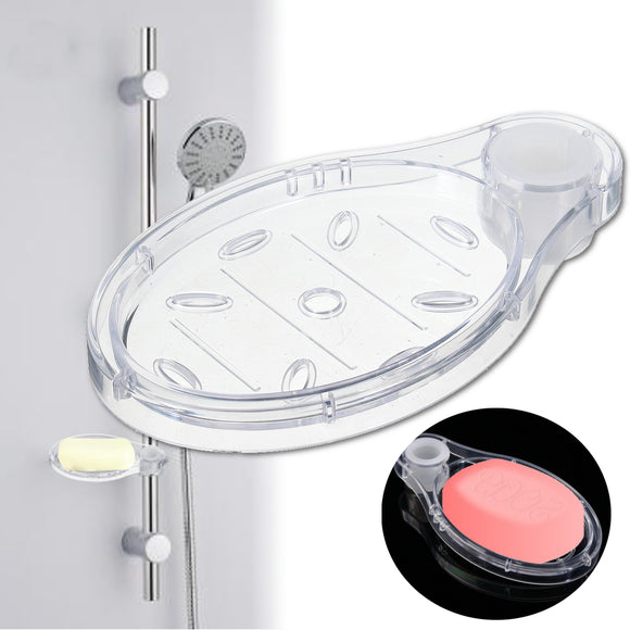 Shower Rail Soap Dishes ABS Plastic Transparent Soap Box Holder Pallet Bath Shower Rod Soap Rack