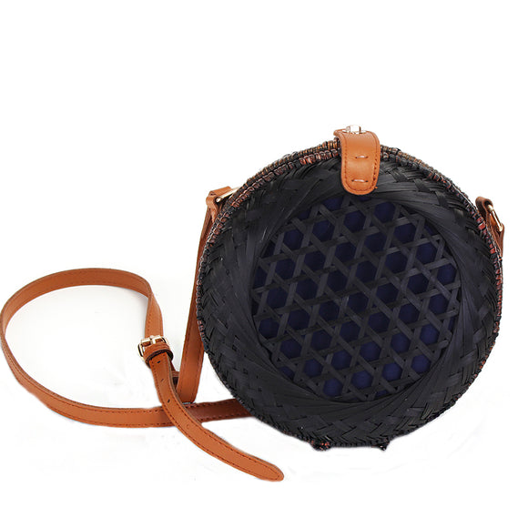 20 x 8cm Round Straw Bags Handmade Woven Beach Camping Travel Crossbody Bag Handbag Shoulder Bag