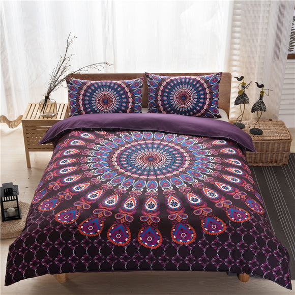 3pcs Mandala Bedding Set Queen Sheets Soft Twill Bohemian Print Duvet Cover with Pillowcase