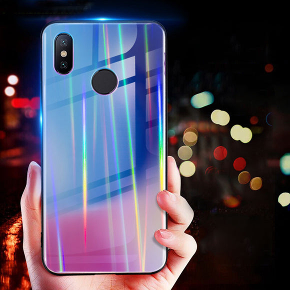 Bakeey Laser Gradient Bling Tempered Glass Shockproof Protective Case For Xiaomi Mi8 Mi8 6.21 inch