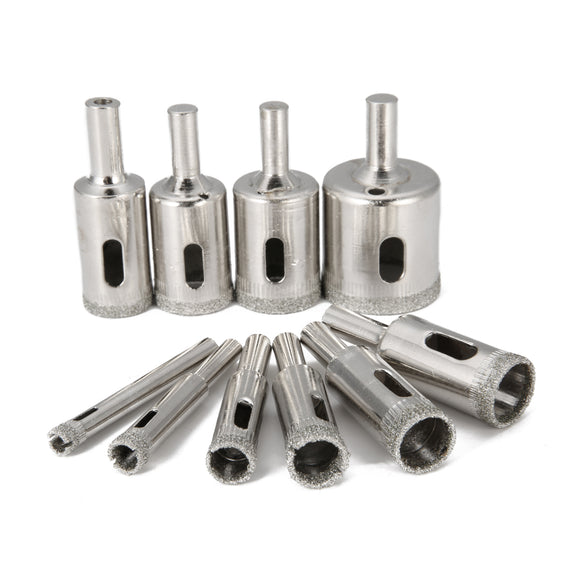 Drillpro 10pcs Diamond Drill Bit Set 6mm to 30mm Diamond Tools Hole Saw Cutter for Glass