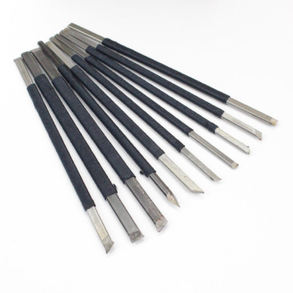 10PCS Stone Carving DIY Hand Tools Stone Carving Chisel Stone Cut Cutter Set