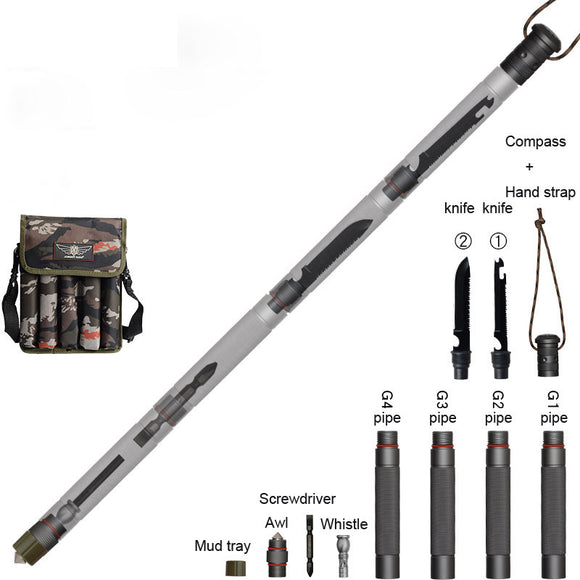 LAOTIE Portable Multifunction Trekking Pole Walking Stick Survival Tool Without Flintstone