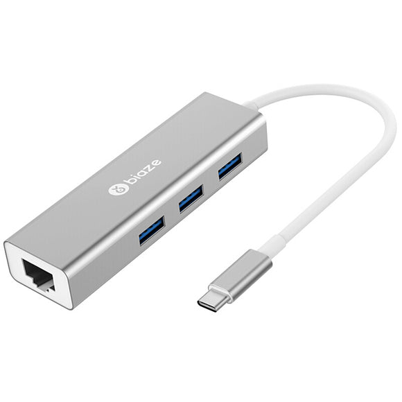 Biaze ZH19 Aluminum Alloy Type-C to 3-Port USB 3.0 + 1000Mbps Gigabit RJ45 Hub