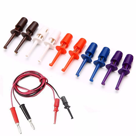 30pcs Multimeter Wire Lead Test Hook Clip Electronic Mini Test Probe Set Red White Blue Black Purple For Repair Tool
