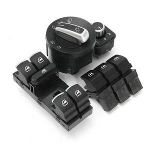 6pcs Chrome Window Mirror Headlight Car Switch Control For VW PASSAT GOLF JETTA