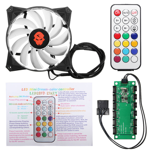 Coolman 1PCS 120mm RGB Adjustable LED Light Computer Cooling Fan with Remote Control