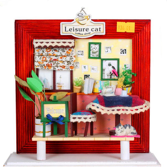 Hoomeda DIY Handmade Leisure Cat Coffee Shop Kit Photo Frame Decorate Gift Christmas Birthday