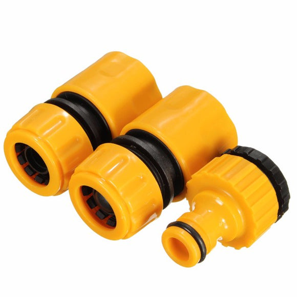 3PC 1/2 3/4inch Hose Pipe Fitting Set Quick Connector Adaptor Garden Lawn Tap