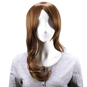 LC065-M827 Capless Long Brown Side Bang Synthetic Curly Hair Wig