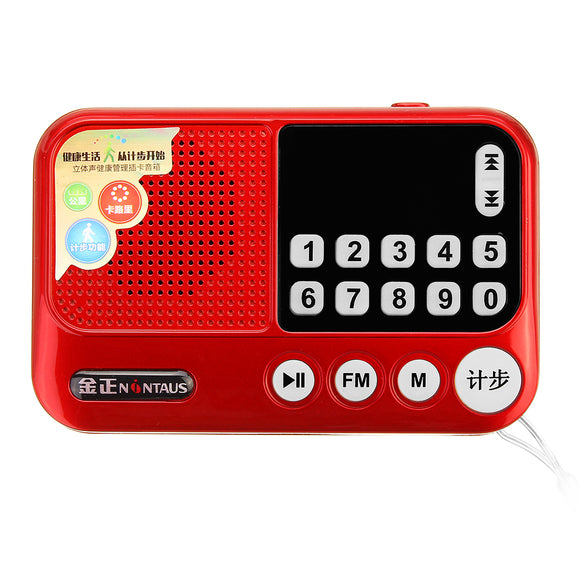 NINTAUSE S99A Mini FM Pocket Stereo Radio Clock Pedometer Speaker MP3 Music Player