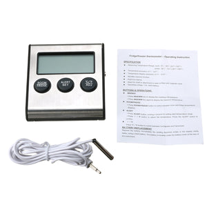 LCD Fridge Thermometer Temperature 0~50C/32~122F with Probe -50~70C/-58~158F
