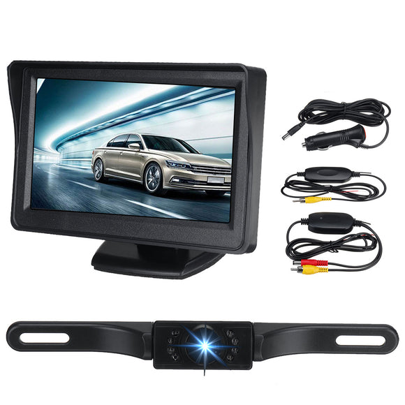 4.3 TFT LCD Monitor +Rear View Backup Camera Night Vision Wireless System For Car Truck