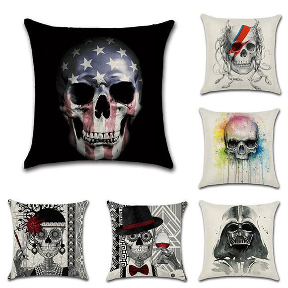 Halloween Horrible Skull Pattern Pillowcase Cotton Linen Throw Pillow Case Seat Sofa Cushion Cover
