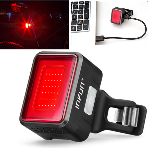 infun F50 50LM Automatic Brake Induction 180  Floodlight Taillight 45g 4 Modes IPX5 Bike Light