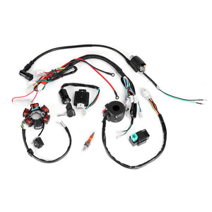 50CC-125CC Mini ATV Complete Wiring Harness CDI STATOR 6 Coil Pole Ignition Electric