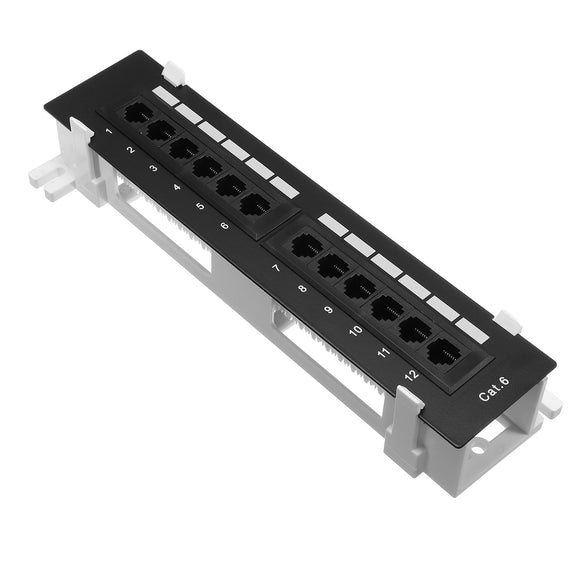 12 Ports CAT-6 Mount Patch Panel Network Wall-Mount Mounting Rack Frame Bracket