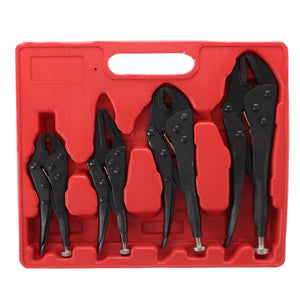 4pcs Locking Pliers Set Steel Heavy Duty Serrated Mole Grips Wrench Kit Tool Box